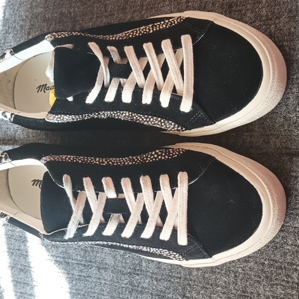 Madewell Sidewalk Suede and Calf Hair Trim women's sneakers